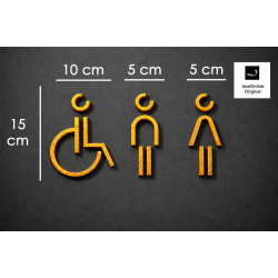 Combinatiepakket Kleedkamer of Toilet pictogrammen - Man + Vrouw + Rolstoel 3D - Divergent- Goud - hoogwaardig Acryl bord
