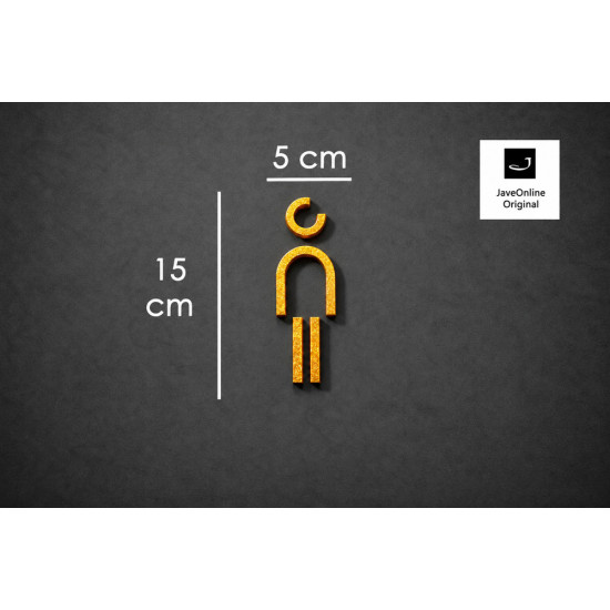 Kleedkamer of Toilet pictogrammen - Man 3D - Divergent - Goud - hoogwaardig Acryl bord
