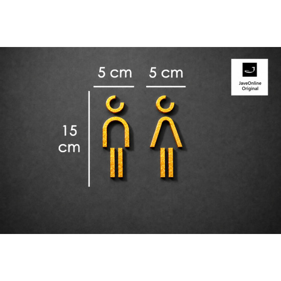 Kleedkamer of Toilet pictogrammen - Man + Vrouw 3D - Divergent - Goud - hoogwaardig Acryl bord