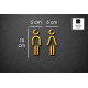Kleedkamer of Toilet pictogrammen - Man + Vrouw 3D - Divergent - Goud - hoogwaardig Acryl bord