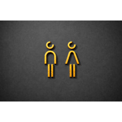 Kleedkamer of Toilet pictogrammen - Man + Vrouw 3D - Divergent - Goud - hoogwaardig Acryl bord