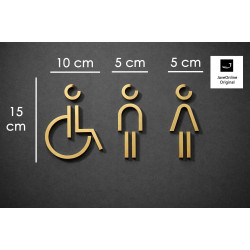 Combinatiepakket Kleedkamer of Toilet pictogrammen - Man + Vrouw + Rolstoel 3D - Divergent- Goud - hoogwaardig Acryl bord