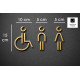 Combinatiepakket Kleedkamer of Toilet pictogrammen - Man + Vrouw + Rolstoel 3D - Divergent- Goud - hoogwaardig Acryl bord