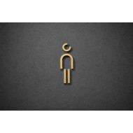 Kleedkamer of Toilet pictogrammen - Man 3D - Divergent - Goud - hoogwaardig Acryl bord