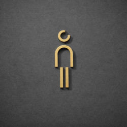Kleedkamer of Toilet pictogrammen - Man 3D - Divergent - Goud - hoogwaardig Acryl bord