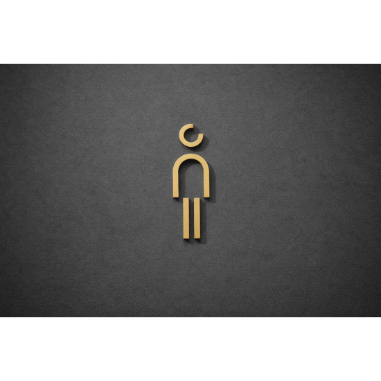 Kleedkamer of Toilet pictogrammen - Man 3D - Divergent - Goud - hoogwaardig Acryl bord