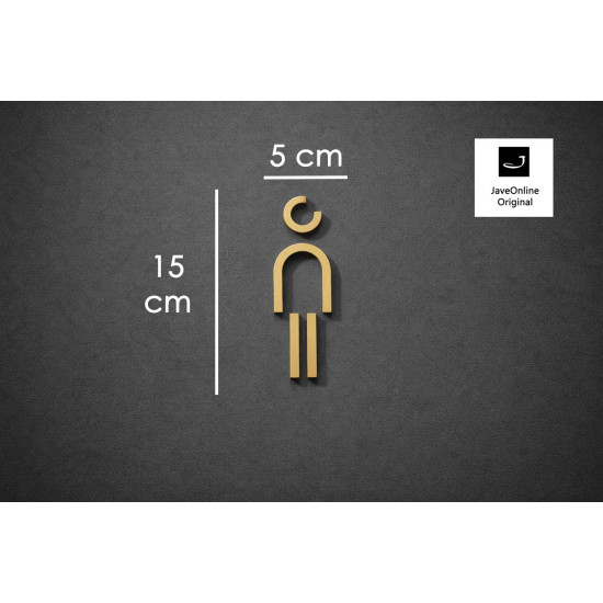 Kleedkamer of Toilet pictogrammen - Man 3D - Divergent - Goud - hoogwaardig Acryl bord