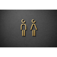 Kleedkamer of Toilet pictogrammen - Man + Vrouw 3D - Divergent - Goud - hoogwaardig Acryl bord