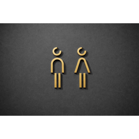 Kleedkamer of Toilet pictogrammen - Man + Vrouw 3D - Divergent - Goud - hoogwaardig Acryl bord