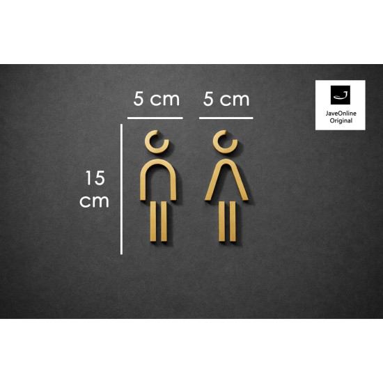 Kleedkamer of Toilet pictogrammen - Man + Vrouw 3D - Divergent - Goud - hoogwaardig Acryl bord