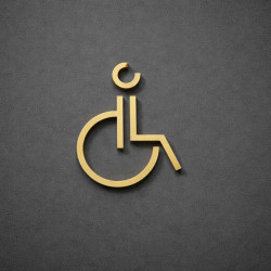 Kleedkamer of Toilet pictogrammen - Rolstoel 3D - Divergent - Goud - hoogwaardig Acryl bord