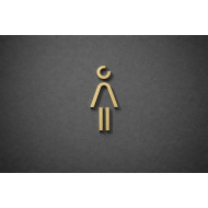 Kleedkamer of Toilet pictogrammen - Vrouw 3D - Divergent - Goud - hoogwaardig Acryl bord