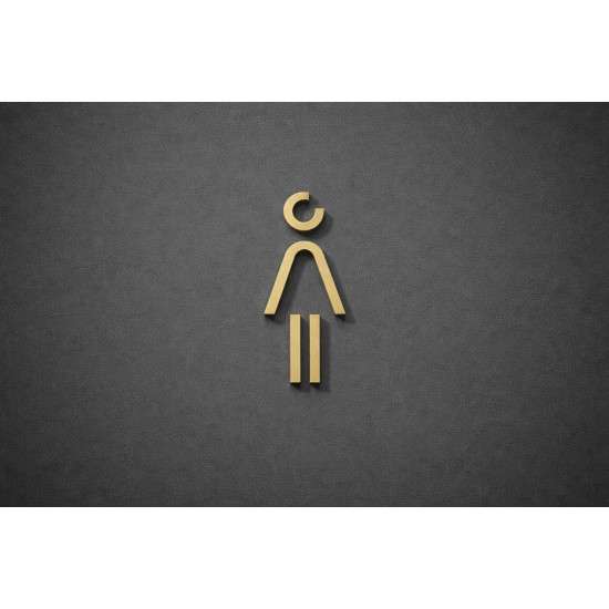 Kleedkamer of Toilet pictogrammen - Vrouw 3D - Divergent - Goud - hoogwaardig Acryl bord