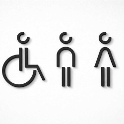 Combinatiepakket Kleedkamer of Toilet pictogrammen - Man + Vrouw + Rolstoel 3D - Divergent - hoogwaardig Acryl bord