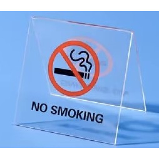 Niet roken tafelstandaard -- opschrift No Smoking en Verbodsteken - Set van 3
