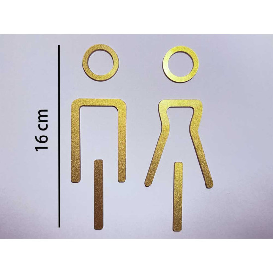 Kleedkamer pictogrammen - Toilet pictogrammen - Man + Vrouw 3D - Elegant GOUD - hoogwaardig Acryl bord