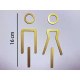 Kleedkamer pictogrammen - Toilet pictogrammen - Man + Vrouw 3D - Elegant GOUD - hoogwaardig Acryl bord