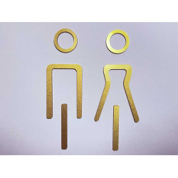 Kleedkamer pictogrammen - Toilet pictogrammen - Man + Vrouw 3D - Elegant GOUD - hoogwaardig Acryl bord
