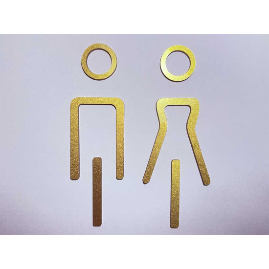 Kleedkamer pictogrammen - Toilet pictogrammen - Man + Vrouw 3D - Elegant GOUD - hoogwaardig Acryl bord