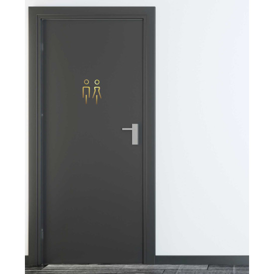 Kleedkamer pictogrammen - Toilet pictogrammen - Man + Vrouw 3D - Elegant GOUD - hoogwaardig Acryl bord