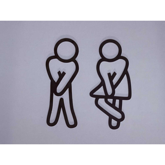 Toilet pictogrammen - Man + Vrouw 3D - FUN - hoogwaardig Acryl bord