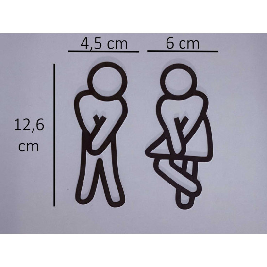 Toilet pictogrammen - Man + Vrouw 3D - FUN - hoogwaardig Acryl bord