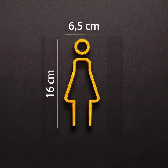 Kleedkamer of toilet deurbord / pictogram - VROUW 3D - Strak Goud - hoogwaardig Acryl bord