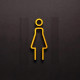 Kleedkamer of toilet deurbord / pictogram - VROUW 3D - Strak Goud - hoogwaardig Acryl bord