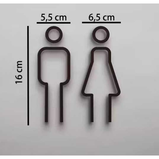 Kleedkamer pictogrammen - Toilet pictogrammen - Man + Vrouw 3D - Strak - hoogwaardig Acryl bord