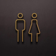 Kleedkamer pictogrammen - Toilet pictogrammen - Man + Vrouw 3D - Strak GOUD - hoogwaardig Acryl bord