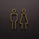 Kleedkamer pictogrammen - Toilet pictogrammen - Man + Vrouw 3D - Strak GOUD - hoogwaardig Acryl bord