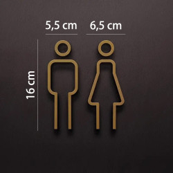 Kleedkamer pictogrammen - Toilet pictogrammen - Man + Vrouw 3D - Strak GOUD - hoogwaardig Acryl bord