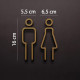 Kleedkamer pictogrammen - Toilet pictogrammen - Man + Vrouw 3D - Strak GOUD - hoogwaardig Acryl bord