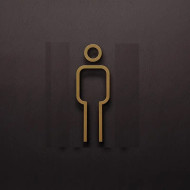 Kleedkamer of toilet deurbord / pictogram - MAN  3D - Strak Goud - hoogwaardig Acryl bord