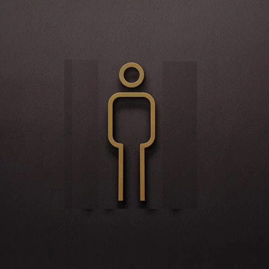 Kleedkamer of toilet deurbord / pictogram - MAN  3D - Strak Goud - hoogwaardig Acryl bord