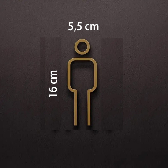 Kleedkamer of toilet deurbord / pictogram - MAN  3D - Strak Goud - hoogwaardig Acryl bord