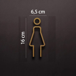 Kleedkamer of toilet deurbord / pictogram - VROUW 3D - Strak Goud - hoogwaardig Acryl bord