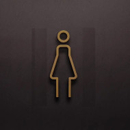 Kleedkamer of toilet deurbord / pictogram - VROUW 3D - Strak Goud - hoogwaardig Acryl bord