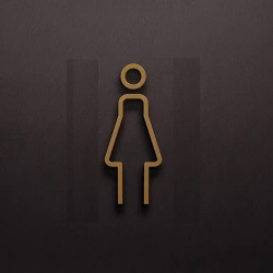 Kleedkamer of toilet deurbord / pictogram - VROUW 3D - Strak Goud - hoogwaardig Acryl bord