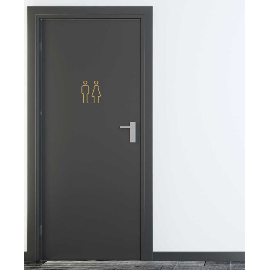 Kleedkamer pictogrammen - Toilet pictogrammen - Man + Vrouw 3D - Strak GOUD - hoogwaardig Acryl bord