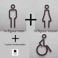 Combinatiepakket Kleedkamer pictogrammen - Toilet pictogrammen - Man + Vrouw + Rolstoel 3D - Strak - hoogwaardig Acryl bord