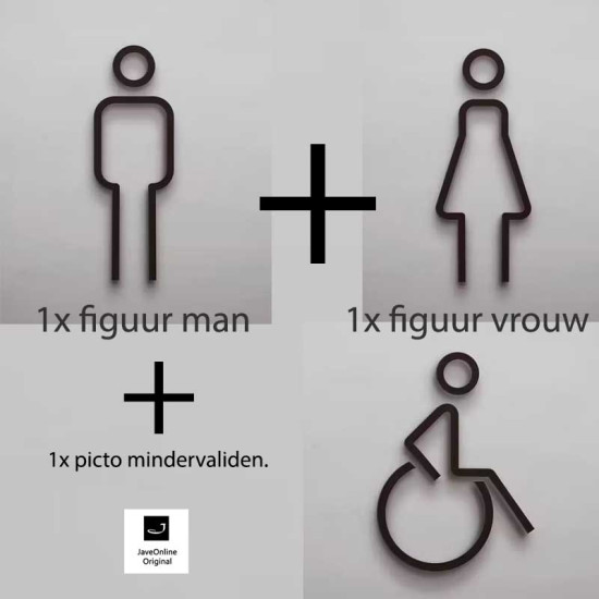 Combinatiepakket Kleedkamer pictogrammen - Toilet pictogrammen - Man + Vrouw + Rolstoel 3D - Strak - hoogwaardig Acryl bord