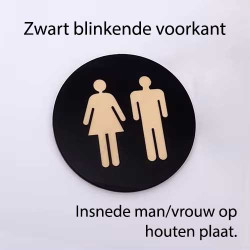 Toilet of kleedkamer rond deurbord / pictogram - Blinkend zwart - Man/vrouw