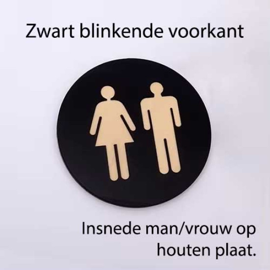 Toilet of kleedkamer rond deurbord / pictogram - Blinkend zwart - Man/vrouw
