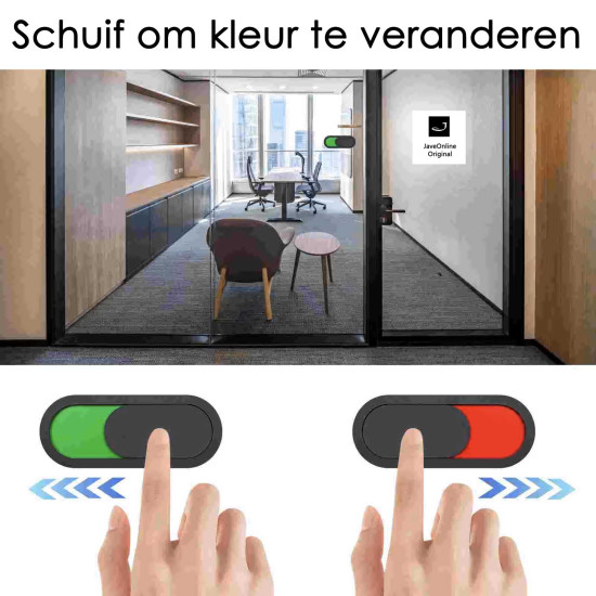 Schuifplaat / Privacy id plaat - DUO PACK - voor bezet - beschikbaar -- niet storen met kleurindicatie - zwart