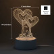 3D illusie MINI LED lampje - 2 harten - Warm licht - Acryl plaat