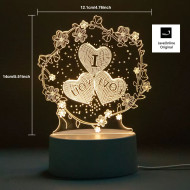 3D illusie MINI LED lampje - I love you bloemenkrans - Warm licht - Acryl plaat