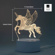 3D illusie MINI LED lampje - Unicorn - Eenhoorn - Warm licht - Acryl plaat