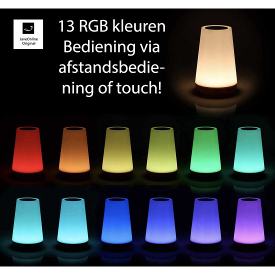 Sfeerlamp -- sfeerlicht - tafellamp - nachtlampje met ingebouwde batterij - Wit of RGB kleuren