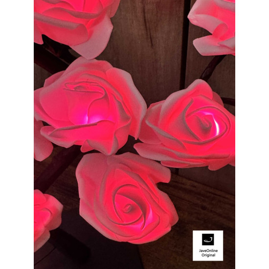 Rozenboom lamp -- 24 LED - Roze blaadjes - Tafellamp - Decoratielamp - Liefdesontwerp